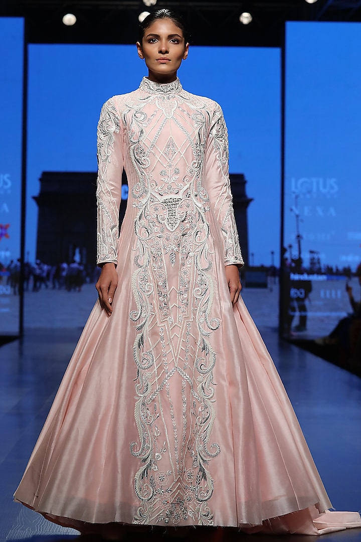 Pink Embroidered Gown by Samant Chauhan