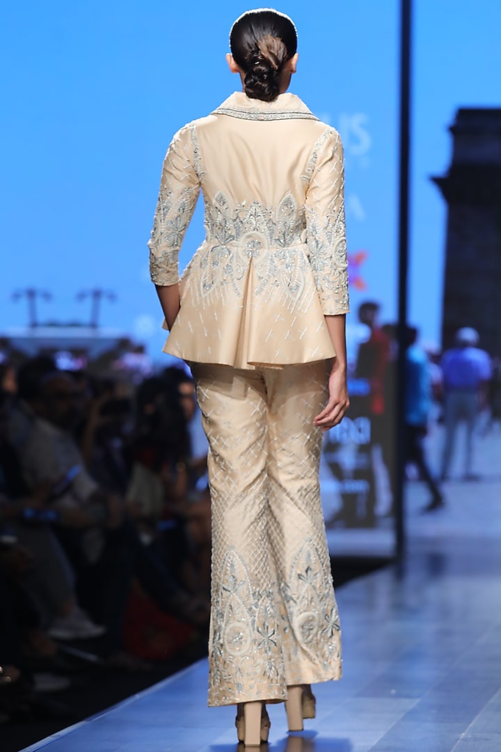 Peach Jacket With Pants by Samant Chauhan at Pernia's Pop Up Shop