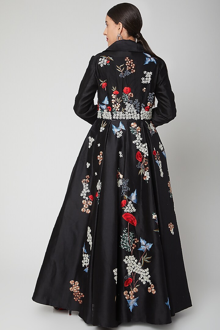 Black Thread Embroidered Gown by Samant Chauhan at Pernia's Pop Up Shop