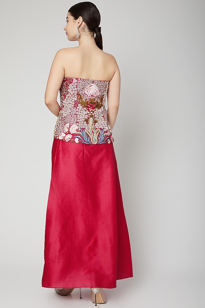 Fuchsia Cotton Silk Skirt Set by Samant Chauhan at Pernia's Pop Up Shop