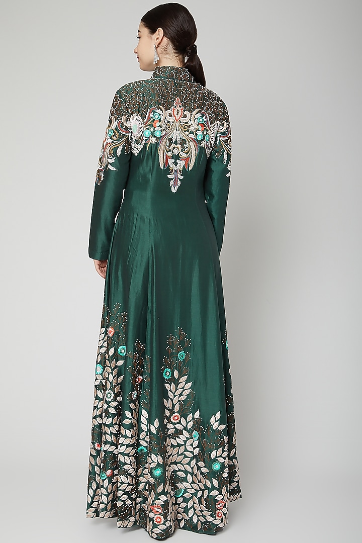 Emerald Green Embroidered Jacket With Pants by Samant Chauhan at Pernia's Pop Up Shop