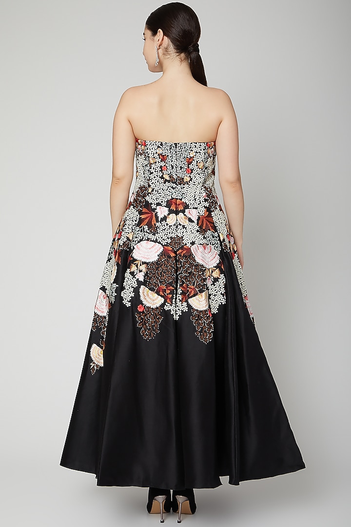 Black Embroidered Off Shoulder Gown by Samant Chauhan at Pernia's Pop Up Shop