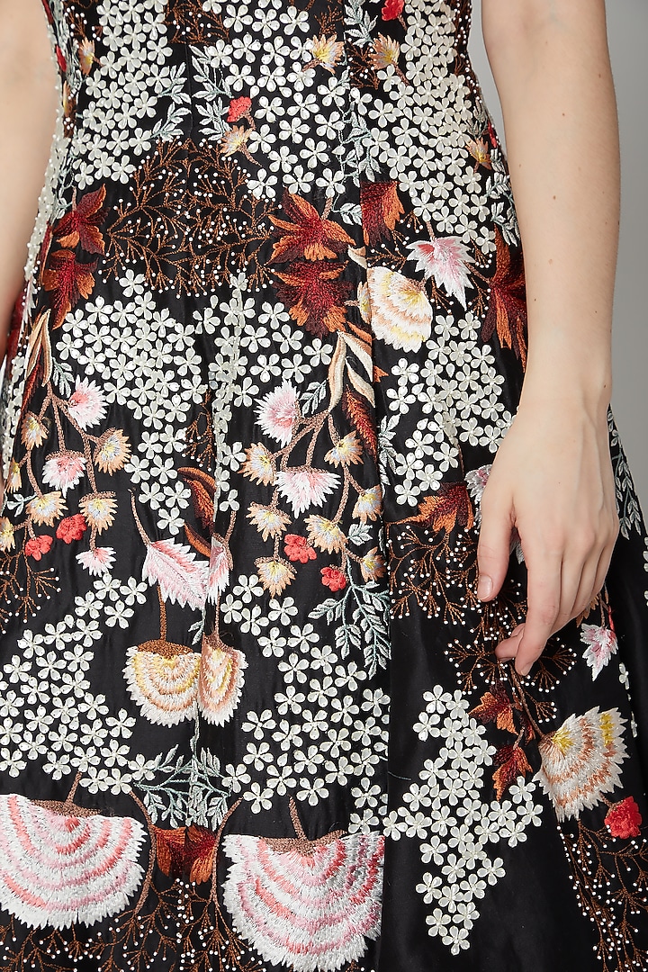 Black Embroidered Off Shoulder Gown by Samant Chauhan at Pernia's Pop Up Shop