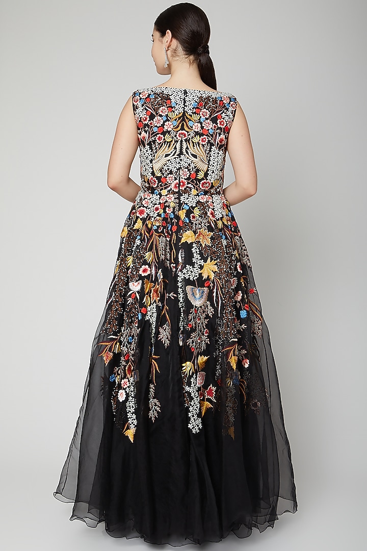Black Zardosi Embroidered Gown by Samant Chauhan at Pernia's Pop Up Shop
