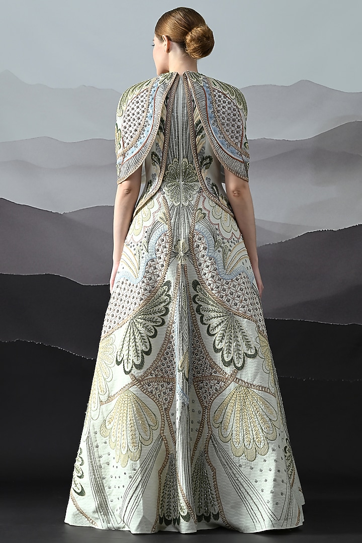 Ivory Cotton Silk & Organza Couture Bridal Gown by Samant Chauhan at Pernia's Pop Up Shop