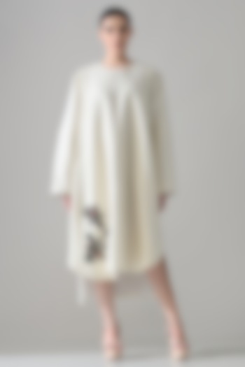 Ivory Weave Silk Sequins Hand Embellished Party Wear Dress by Samant Chauhan at Pernia's Pop Up Shop