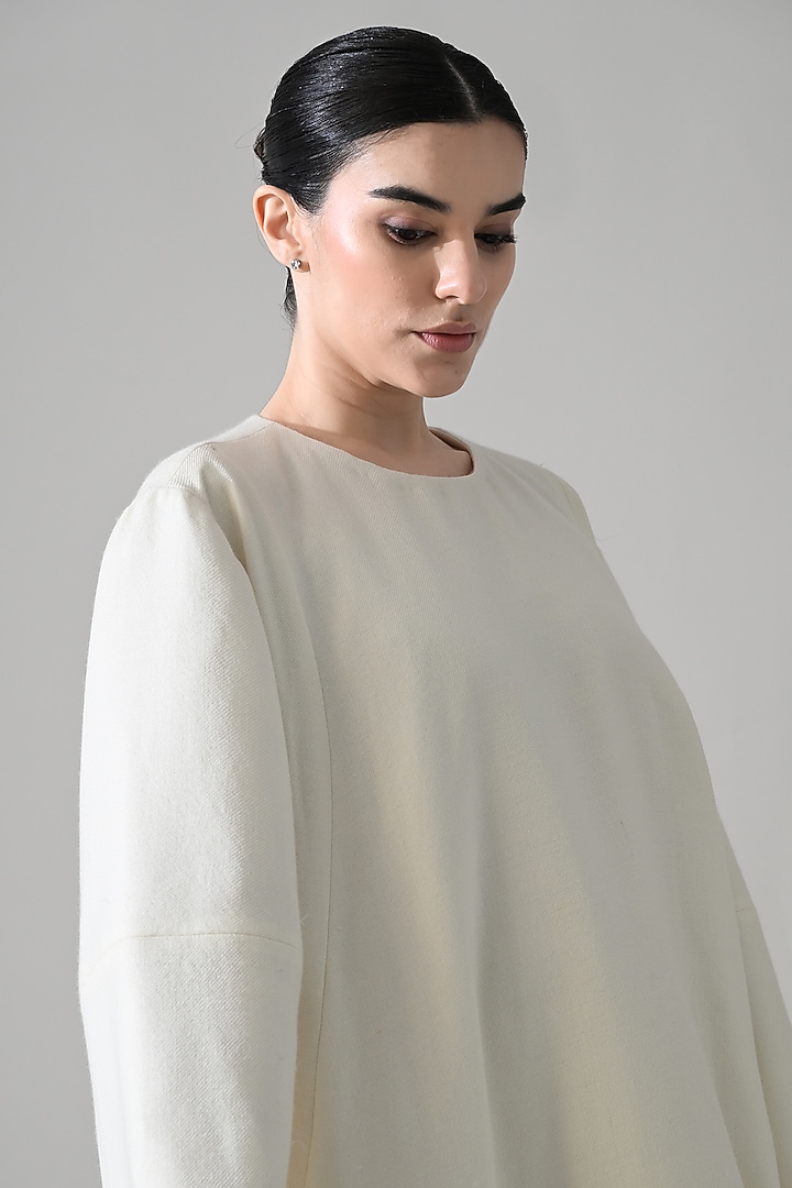 Ivory Weave Silk Sequins Hand Embellished Party Wear Dress by Samant Chauhan at Pernia's Pop Up Shop