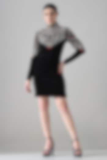 Black Velvet Hand Embroidered Party Wear Dress by Samant Chauhan at Pernia's Pop Up Shop