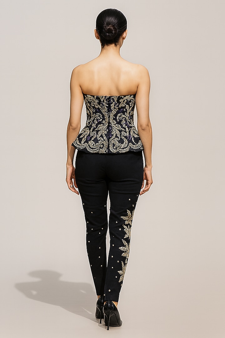 Black Cotton Silk Hand Embroidered Co-Ord Set by Samant Chauhan at Pernia's Pop Up Shop