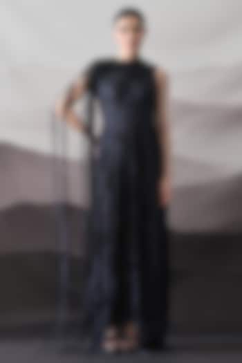 Black Cotton Silk Wedding Gown by Samant Chauhan at Pernia's Pop Up Shop