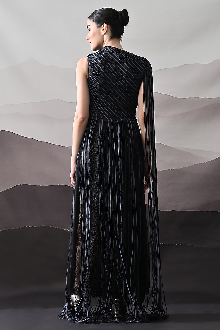 Black Cotton Silk Wedding Gown by Samant Chauhan at Pernia's Pop Up Shop