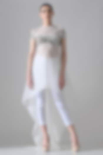 Ivory Cotton Crystal Hand Embellished Co-Ord Set by Samant Chauhan at Pernia's Pop Up Shop