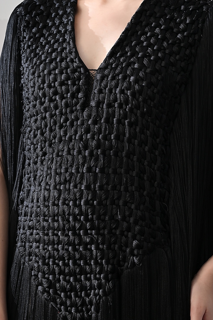 Black Cotton Silk Hand Embroidered Engagement Gown by Samant Chauhan at Pernia's Pop Up Shop