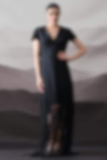 Black Cotton Silk Wedding Gown by Samant Chauhan at Pernia's Pop Up Shop
