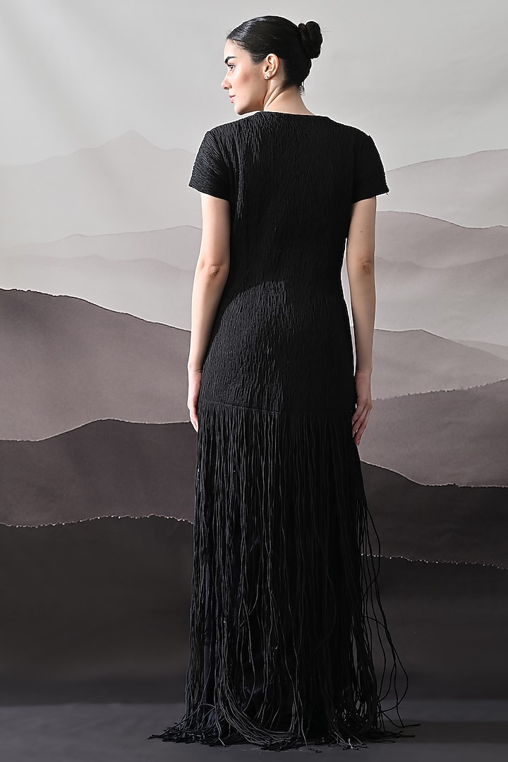 Black Cotton Silk Wedding Gown by Samant Chauhan at Pernia's Pop Up Shop