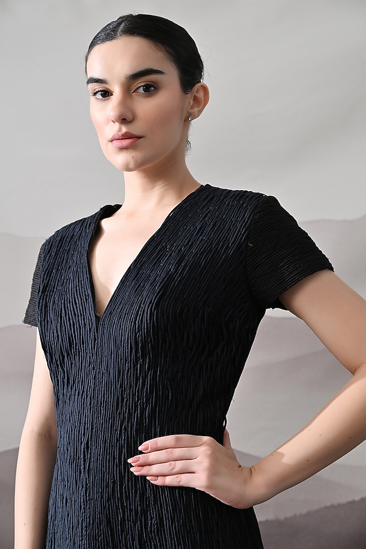 Black Cotton Silk Wedding Gown by Samant Chauhan at Pernia's Pop Up Shop