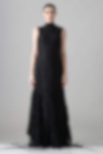Black Cotton Silk Bridal Gown by Samant Chauhan at Pernia's Pop Up Shop