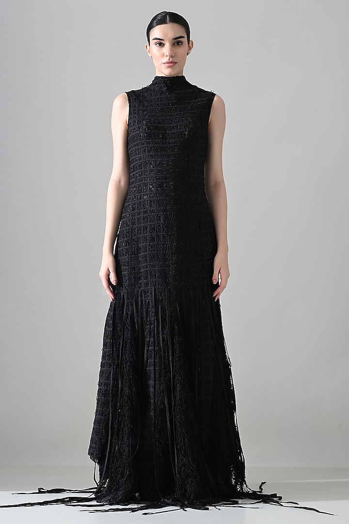 Black Cotton Silk Bridal Gown by Samant Chauhan at Pernia's Pop Up Shop