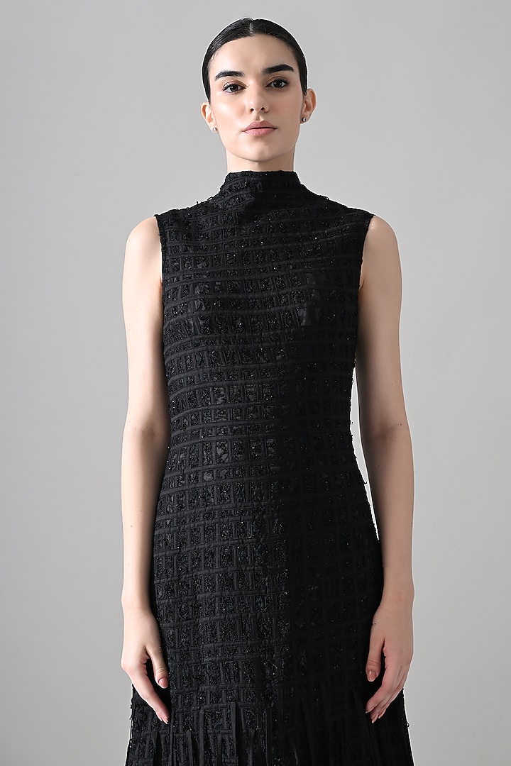 Black Cotton Silk Wedding Gown by Samant Chauhan at Pernia's Pop Up Shop