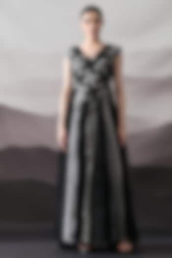 Black & Grey Cotton Silk Paneled Wedding Gown by Samant Chauhan at Pernia's Pop Up Shop