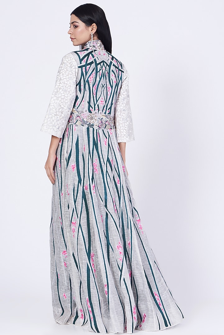 Black Cotton Silk Party Wear Dress With Embroidered Jacket by Samant Chauhan at Pernia's Pop Up Shop