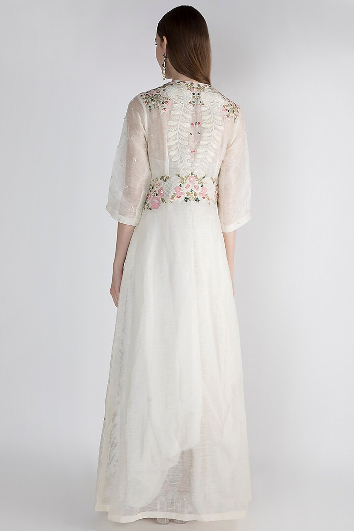 Off White Printed Embroidered Jacket With Inner by Samant Chauhan at Pernia's Pop Up Shop