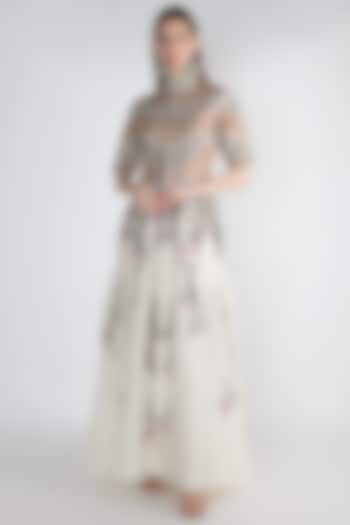 Off White Embellished Printed Gown by Samant Chauhan
