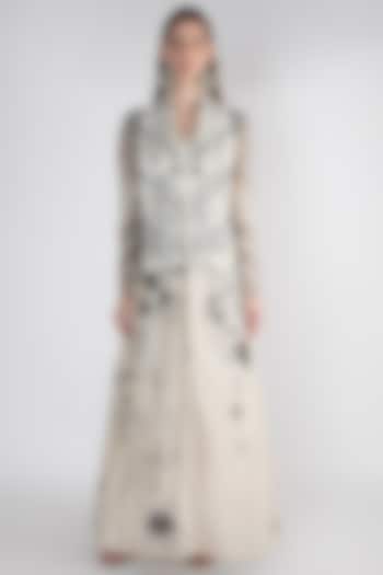 Off White Embroidered Jacket With Inner by Samant Chauhan
