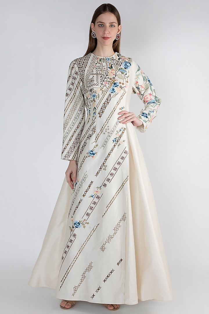 Off White Printed Gown by Samant Chauhan