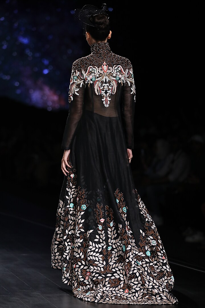 Black Embroidered Jacket Set by Samant Chauhan at Pernia's Pop Up Shop