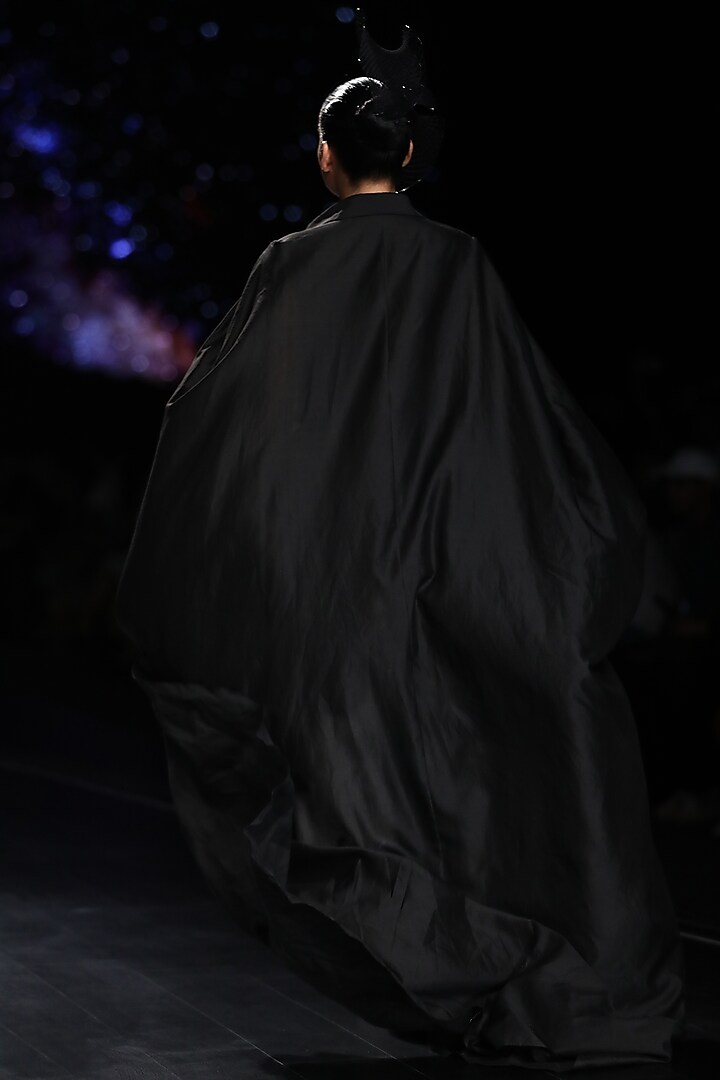 Black Embroidered Jumpsuit With Long Sleeves by Samant Chauhan at Pernia's Pop Up Shop