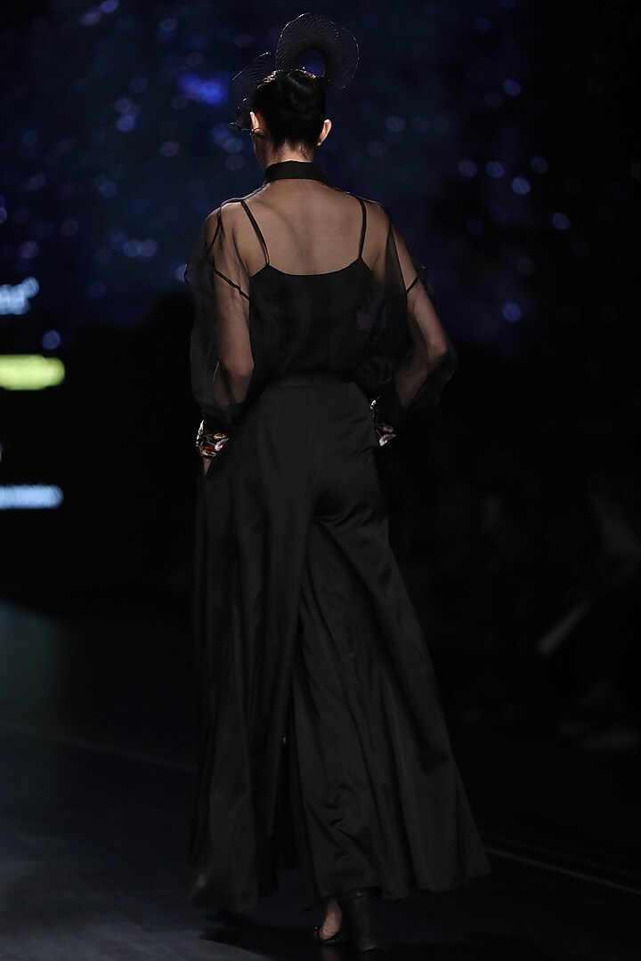 Black Embroidered Palazzo Jumpsuit by Samant Chauhan at Pernia's Pop Up Shop