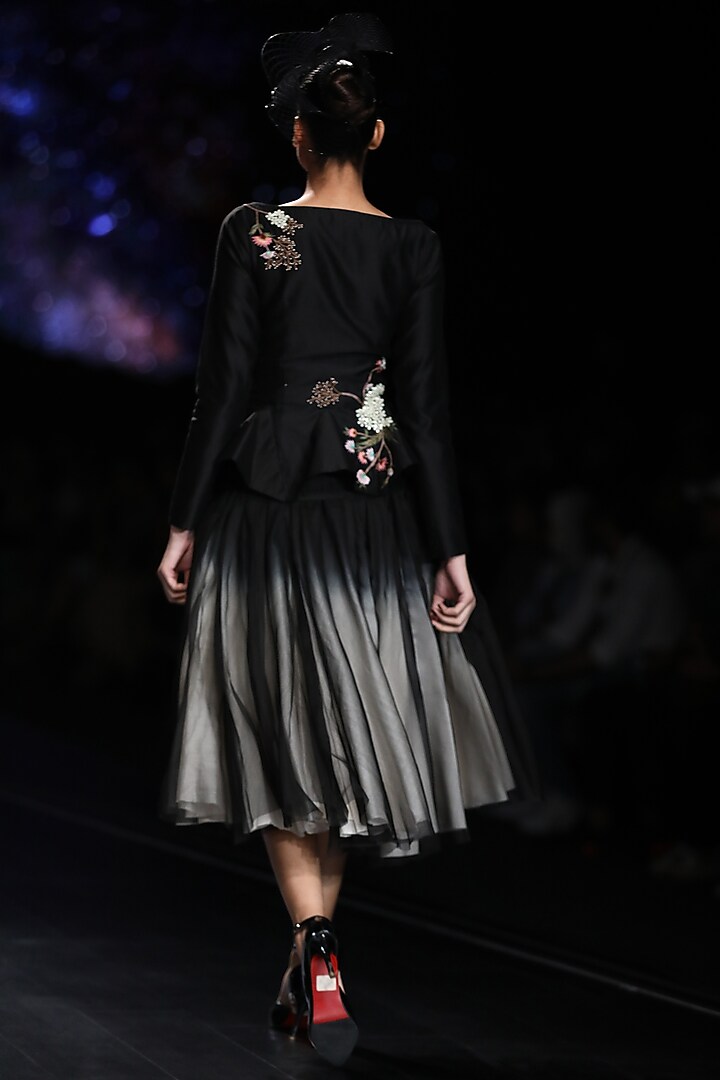 Black Cotton Silk Skirt Set by Samant Chauhan at Pernia's Pop Up Shop