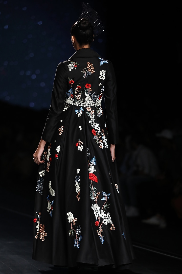 Black Embroidered Jakcet Wedding Gown by Samant Chauhan at Pernia's Pop Up Shop