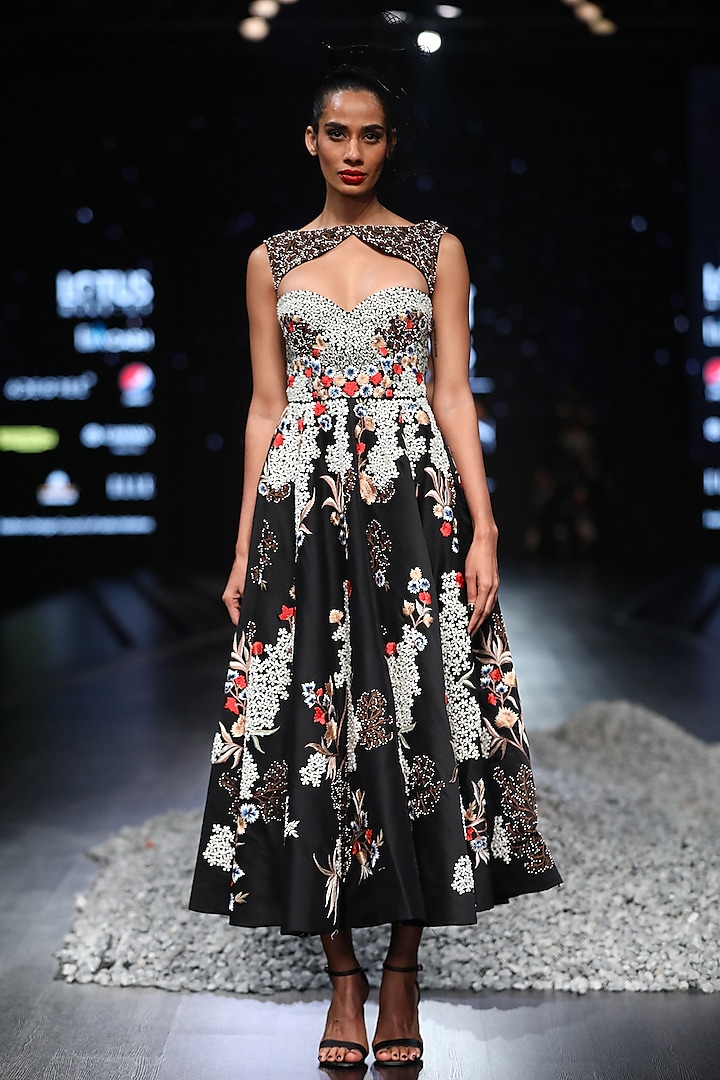 Black Stone Embroidered Gown by Samant Chauhan