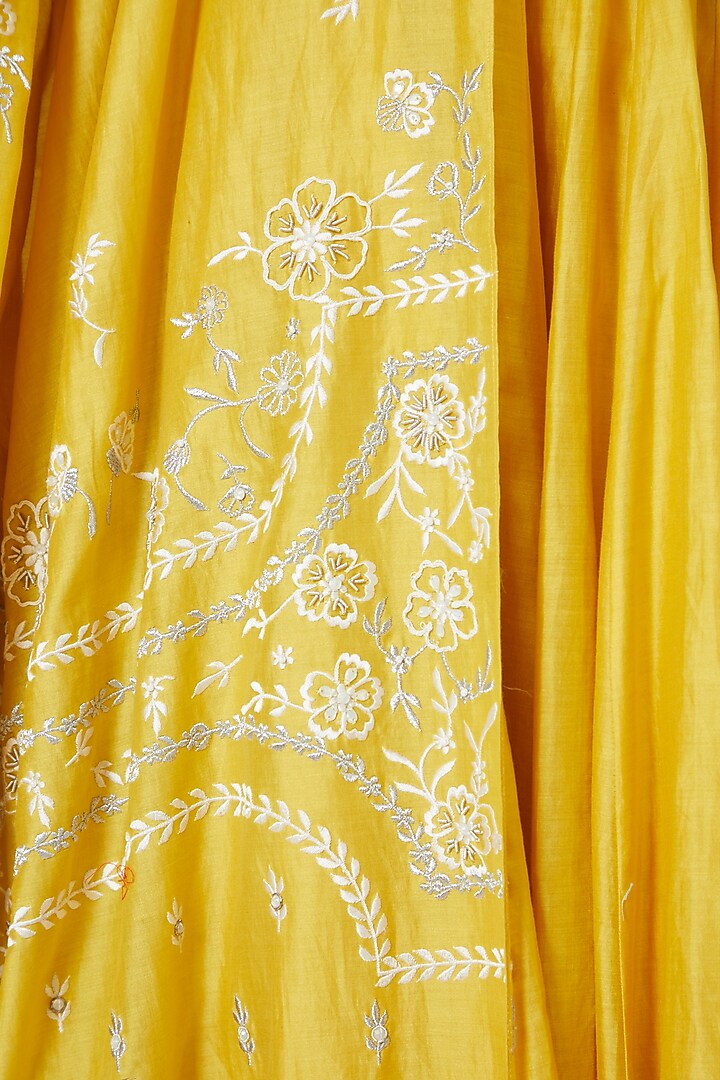 Mustard Embroidered Wedding Anarkali Set by Samant Chauhan at Pernia's Pop Up Shop