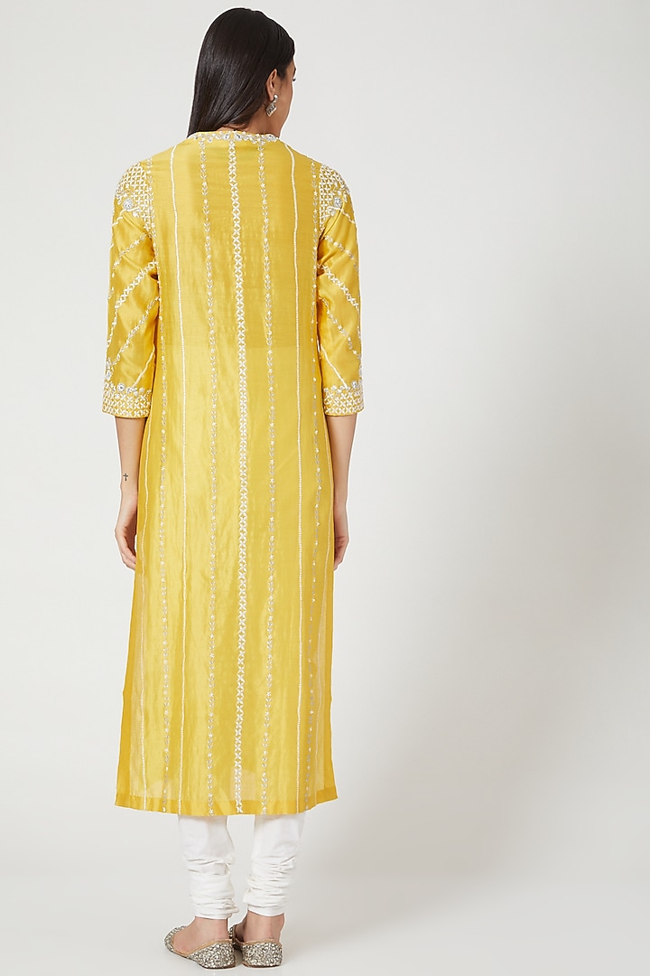 Yellow Embroidered Kurta Set by Samant Chauhan at Pernia's Pop Up Shop