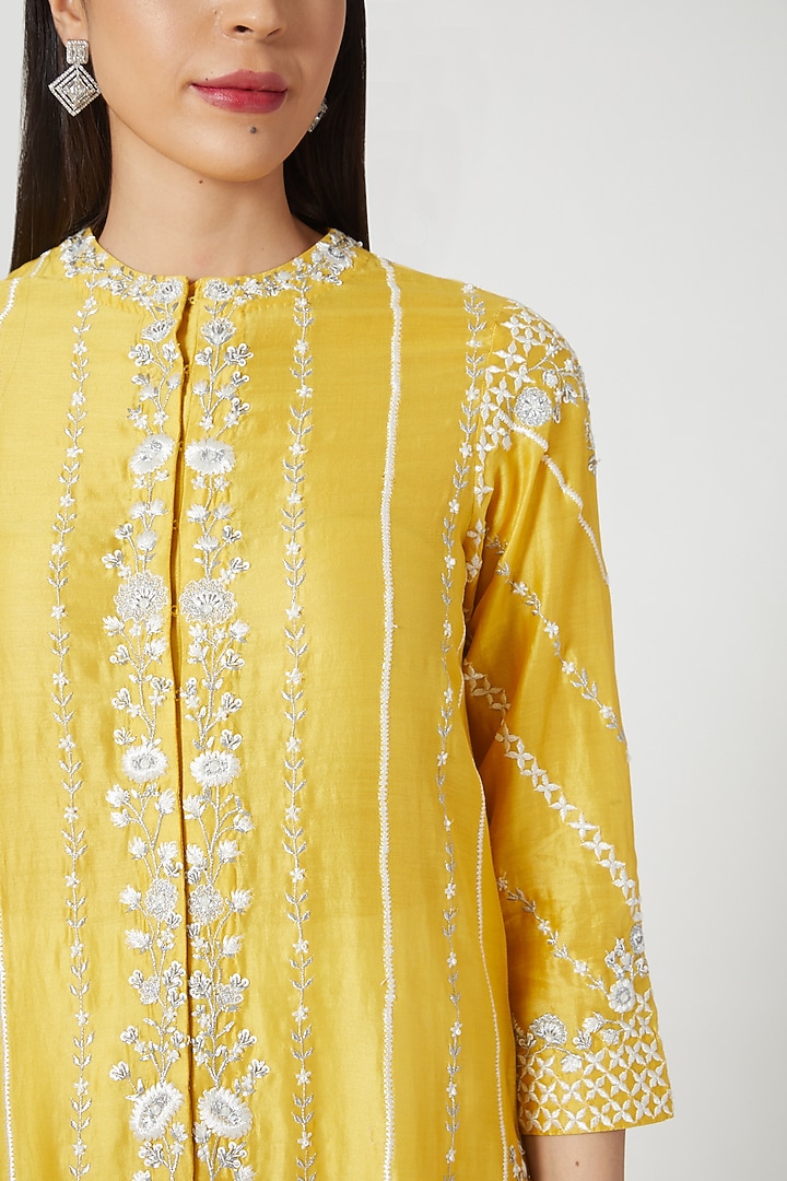 Yellow Embroidered Kurta Set by Samant Chauhan at Pernia's Pop Up Shop