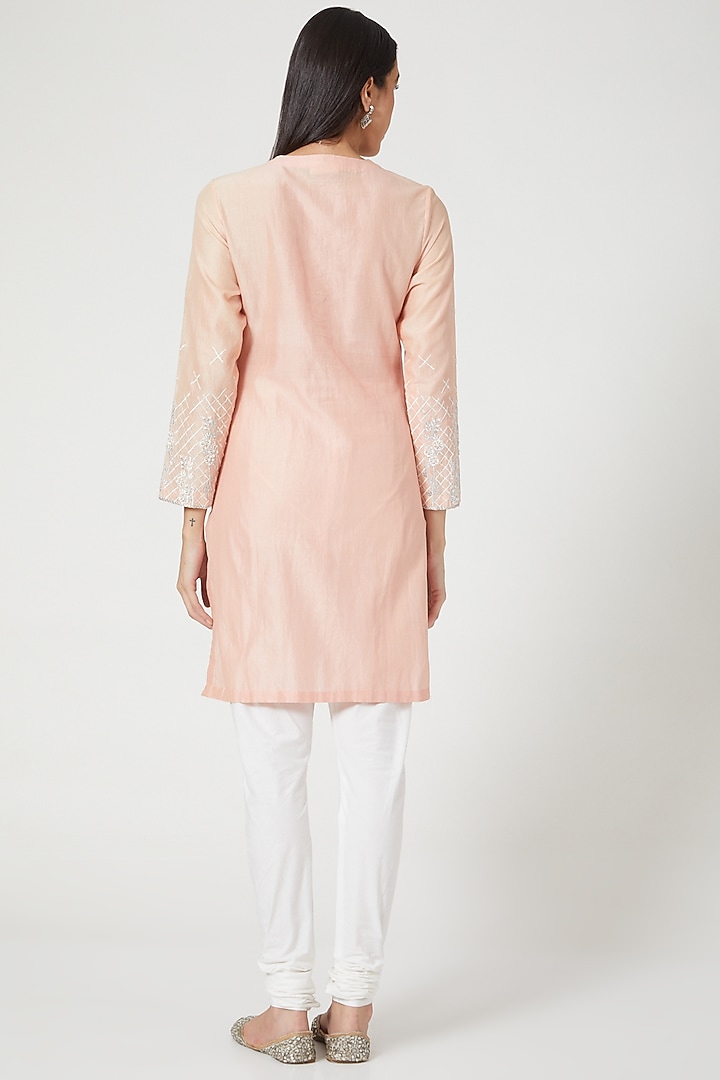 Light Pink Zardosi Embroidered Kurta Set by Samant Chauhan at Pernia's Pop Up Shop