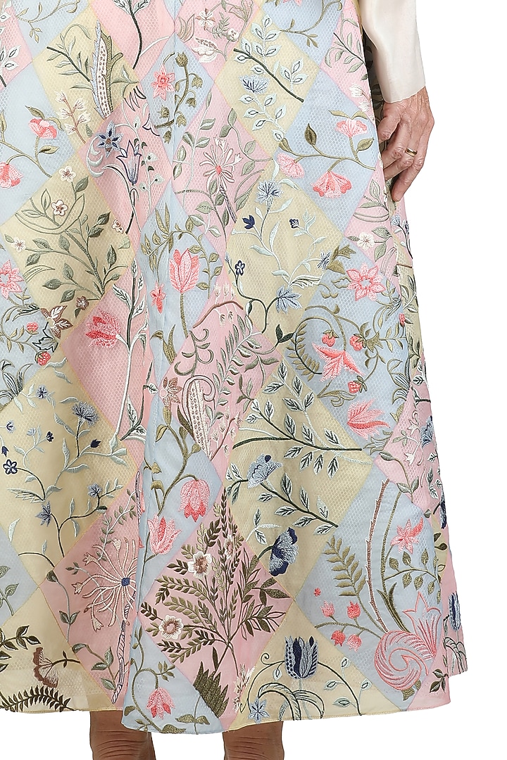 Ivory Floral Printed Halter-Neck Party Wear Dress by Samant Chauhan at Pernia's Pop Up Shop