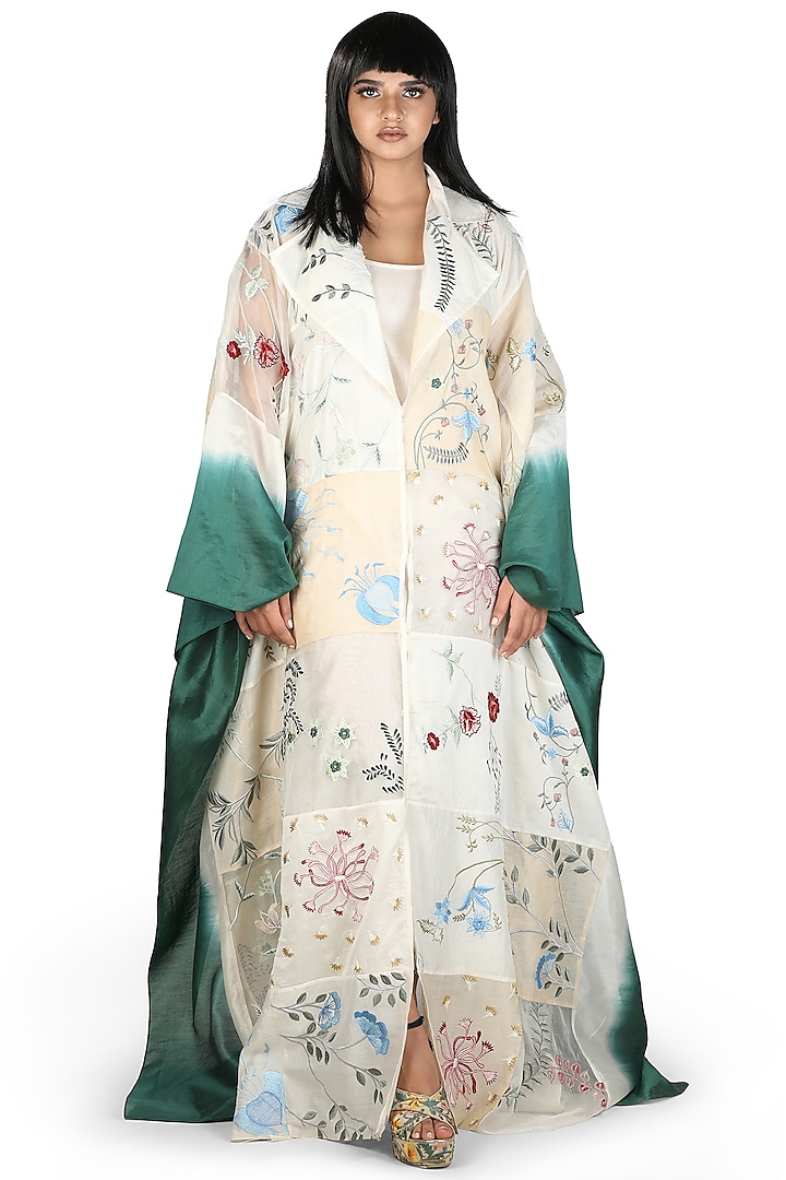Ivory Ombre Embroidered Kaftan by Samant Chauhan