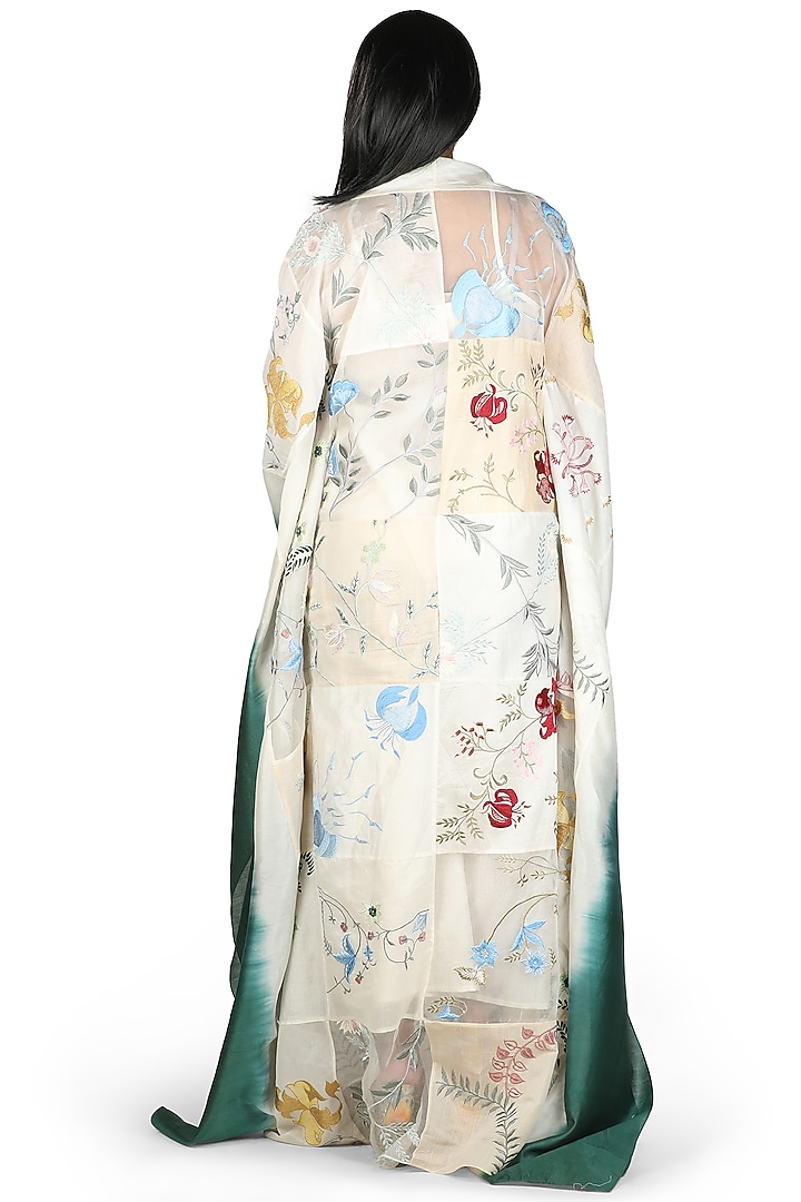 Ivory Ombre Embroidered Kaftan by Samant Chauhan at Pernia's Pop Up Shop