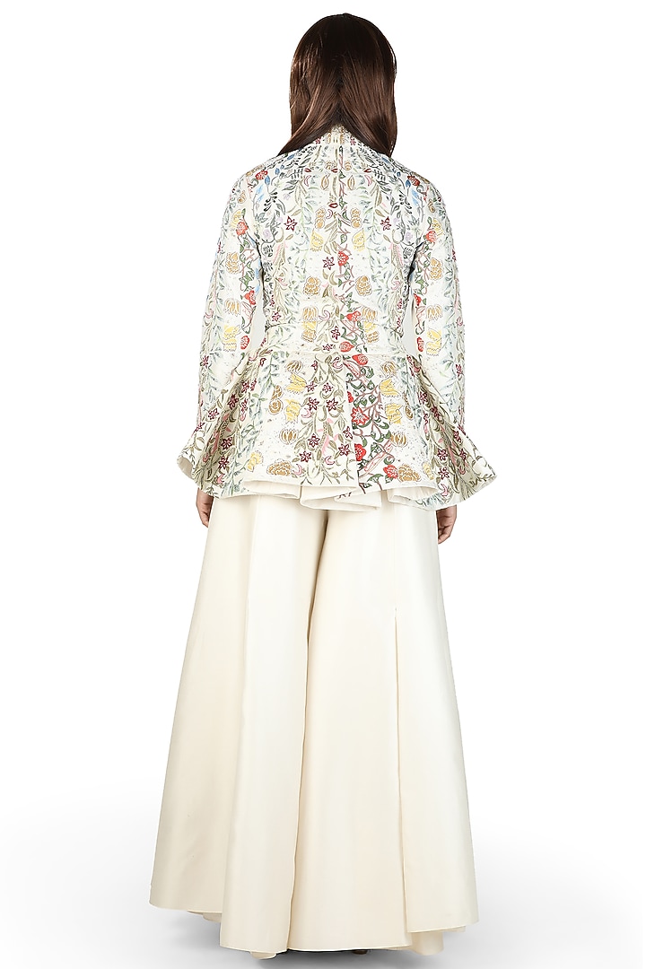 Ivory Zardosi Embroidered Jacket Set by Samant Chauhan at Pernia's Pop Up Shop
