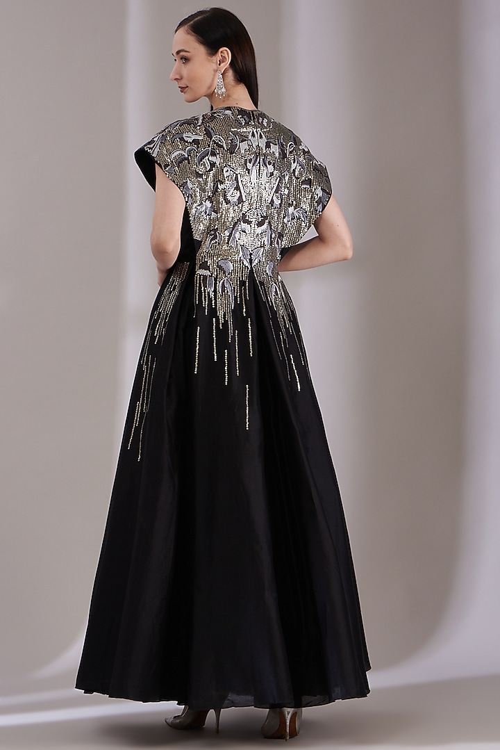 Black Embroidered Engagement Gown by Samant Chauhan at Pernia's Pop Up Shop