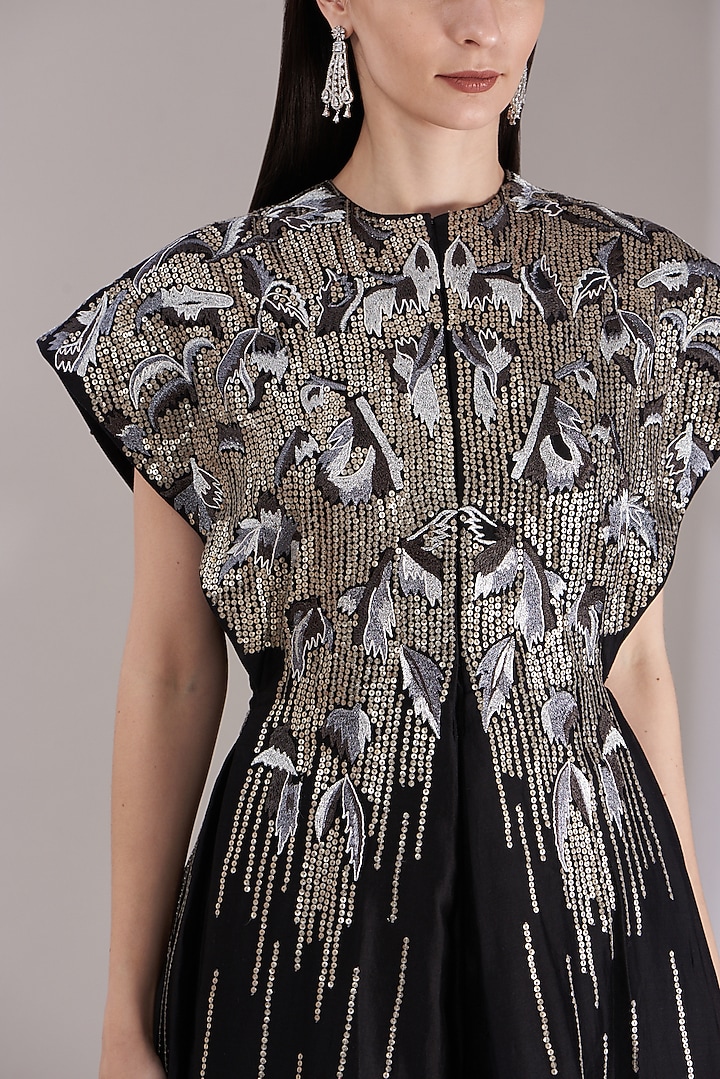 Black Embroidered Engagement Gown by Samant Chauhan at Pernia's Pop Up Shop