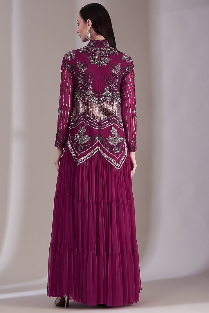 Fuchsia Embroidered Wedding Gown by Samant Chauhan at Pernia's Pop Up Shop