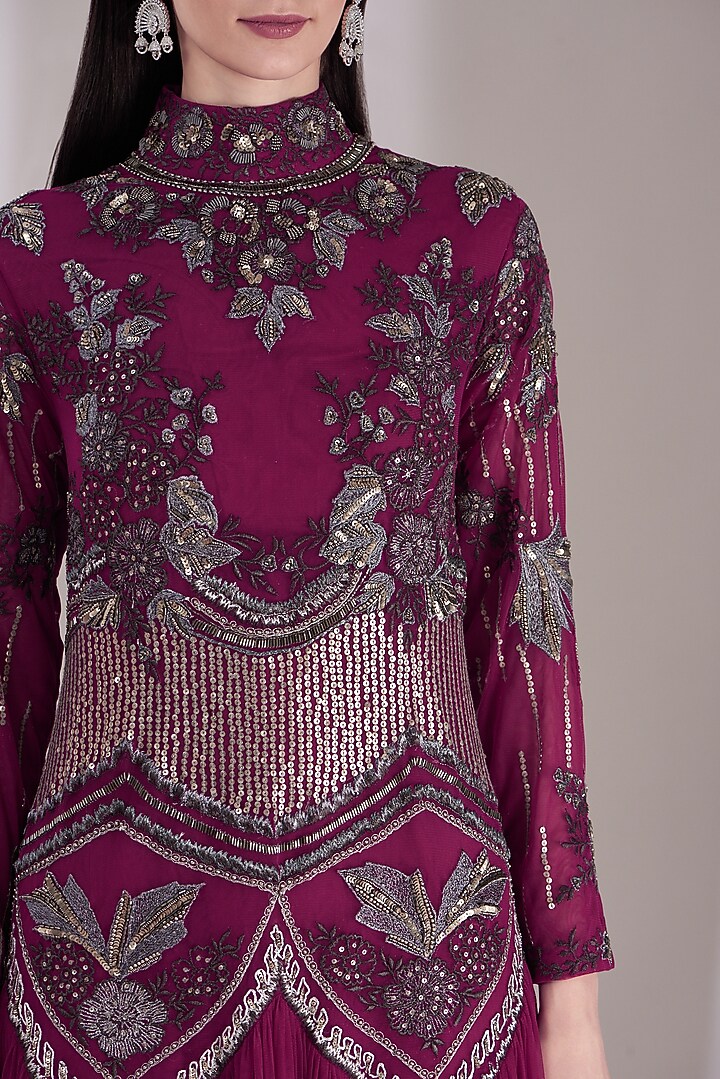 Fuchsia Embroidered Wedding Gown by Samant Chauhan at Pernia's Pop Up Shop