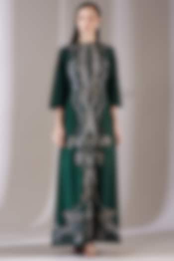 Emerald Green Embroidered Gown by Samant Chauhan
