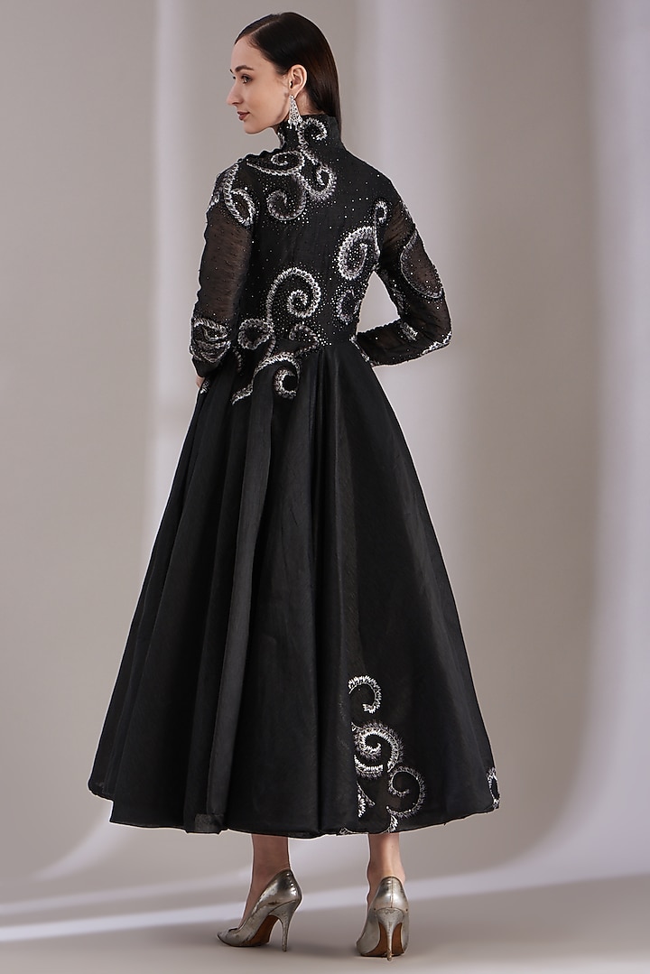 Black Embroidered Party Wear Dress by Samant Chauhan at Pernia's Pop Up Shop