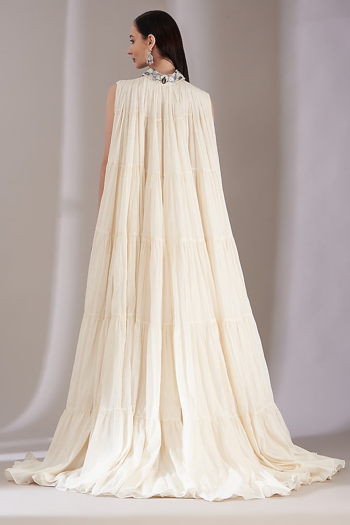 White Embroidered Party Wear Dress by Samant Chauhan at Pernia's Pop Up Shop
